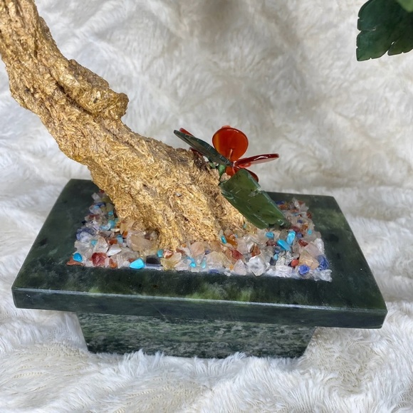 Antique Chinese Jade Tree  Precious Gemstone Flowers, Leaves & Platter, Jade. - Picture 7 of 8